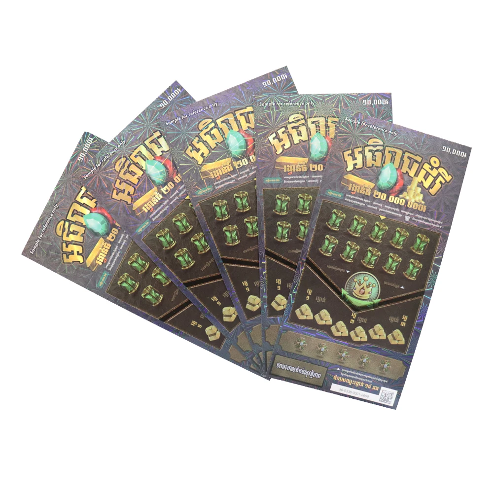 2025 New Design Digital Printing Color Winning Lottery Tickets Manufacturer Scratcher for Sale
