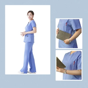 Women Long Sleeve Scrubs Circulating Surgical Gowns Doctor Coat Nurse Scrub Jacket Outpatient Gowns