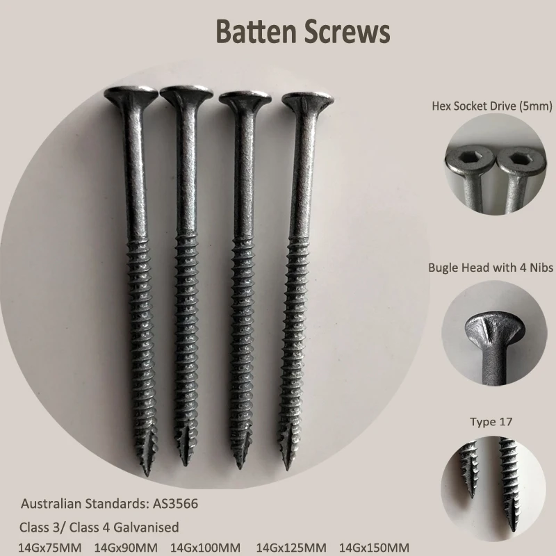 316 Stainless Steel Deck Screws Class 3 Class 4 Galvanised Bugle Head ...