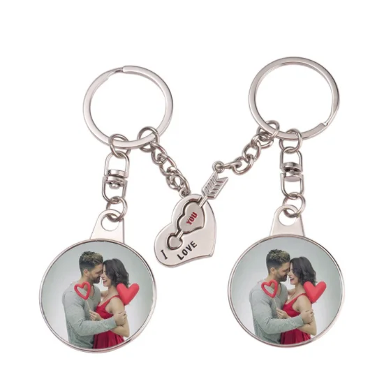 Valentine's Day Gift Couple Keychains LOVE Heart Keychain Ring Key Chain  Lover Romantic Magnet Sublimation Keychain