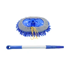 Zhenda Factory Long Handle Extension Flexible Stainless Steel Pole   Car Surface / Glass  Microfiber Cleaning Mop Brush