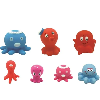 Eco-friendly rubber Octopus animal figure floating squirting soft plastic PVC shower bath toy for kids