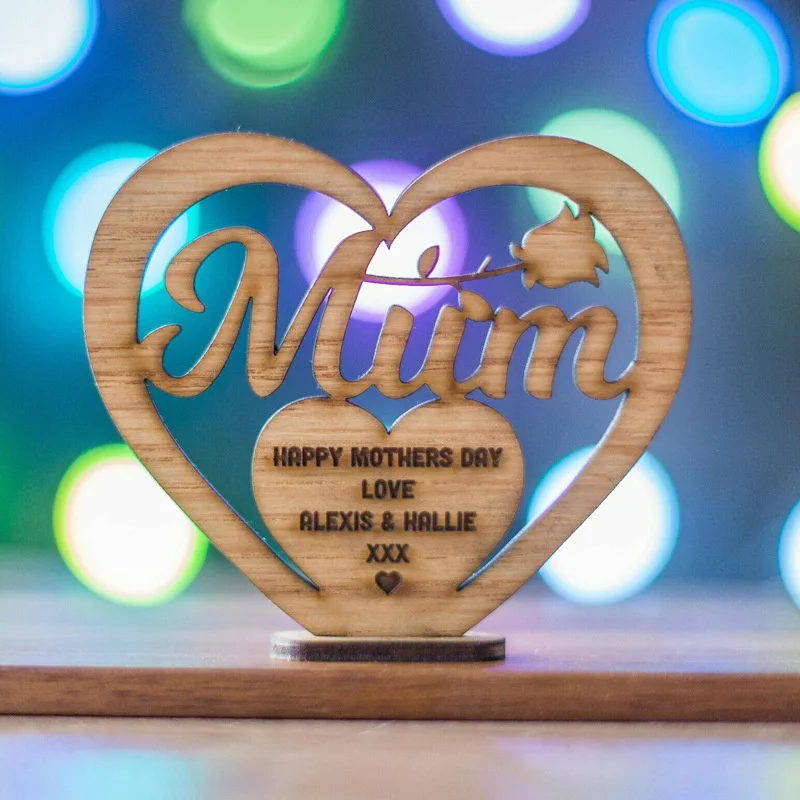 Mother's Day Wooden Decorations Love Hollowed-Out Letters
