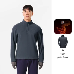 Pelliot Windbreaker to Keep Warm Men's Winter Outdoor Warm Breathable Soft Coral 200g Half Zipper Fleece Jacket