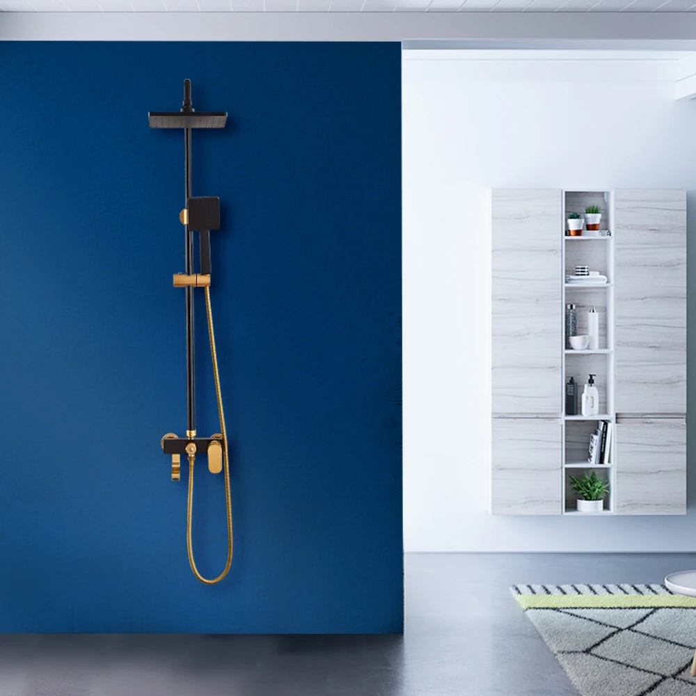 Yundoom Oem Bathroom Shower Set Hot Cold Gold Black Rainfall Luxury
