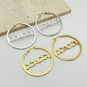 New Trendy Designer Women's 18K Gold Plated Stainless Steel PVD Waterproof Hoop Earrings Gift