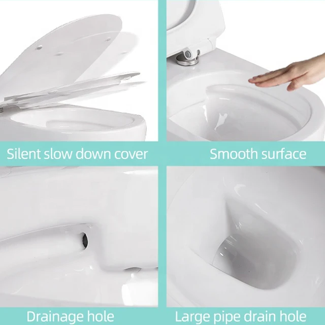 Wall-hung rimless p-trap drain one piece toilet bowl modern ceramic sanitary ware wc wall mounted hanging wall hung toilet manufacture