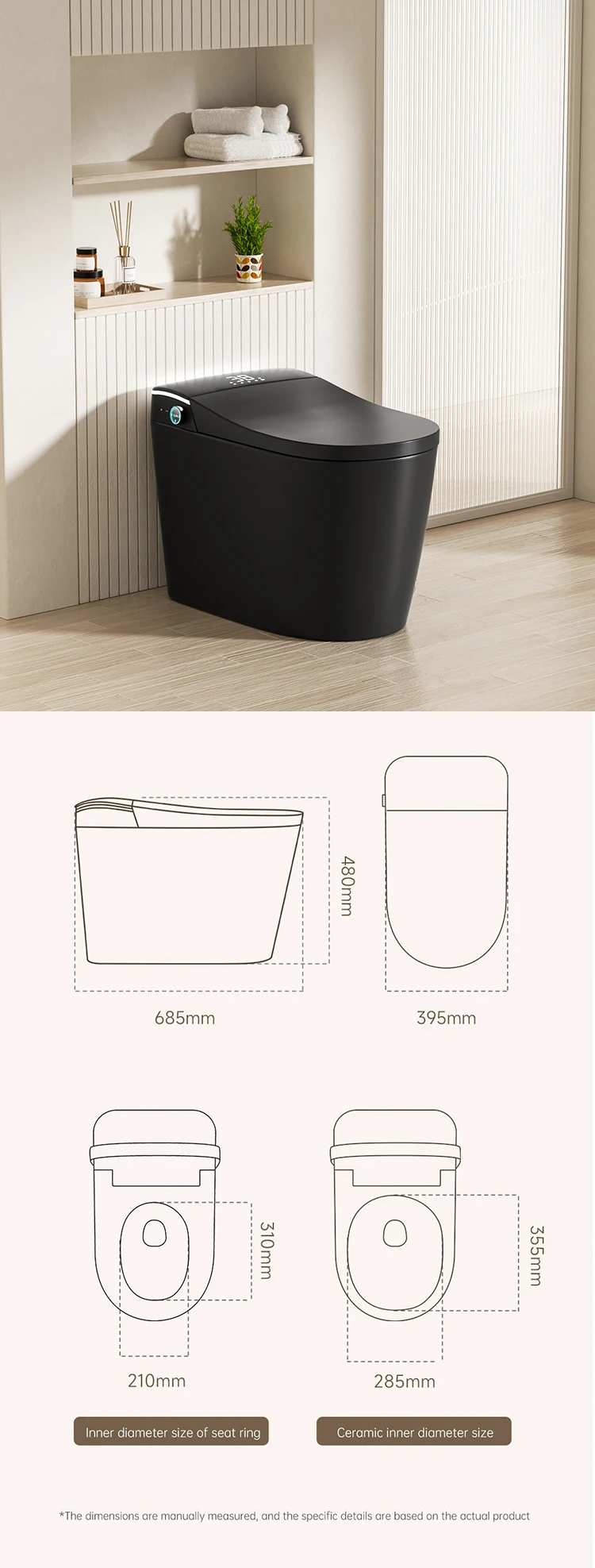 product high quality ceramic sanitary ware bathroom smart toilet black ceramic automatic electronic control bidet wc intelligent toilet-9