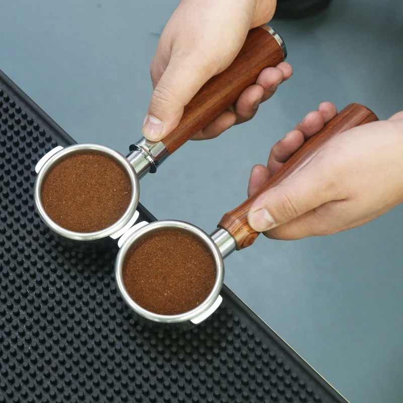 51mm 51mm 58mm single spout stainless steel espresso coffee portafilter with wooden handle