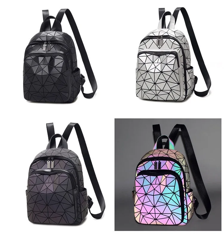 2024 Latest Diamond Lattice Women Backpack Purse Kawaii Gray Luminous Travel Backpack Fashion Girls Boys School Bags