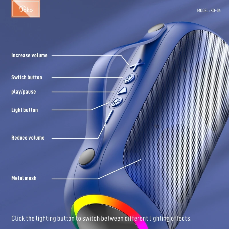 JOKO Portable Wireless Speakers - High Power & Colorful Lights