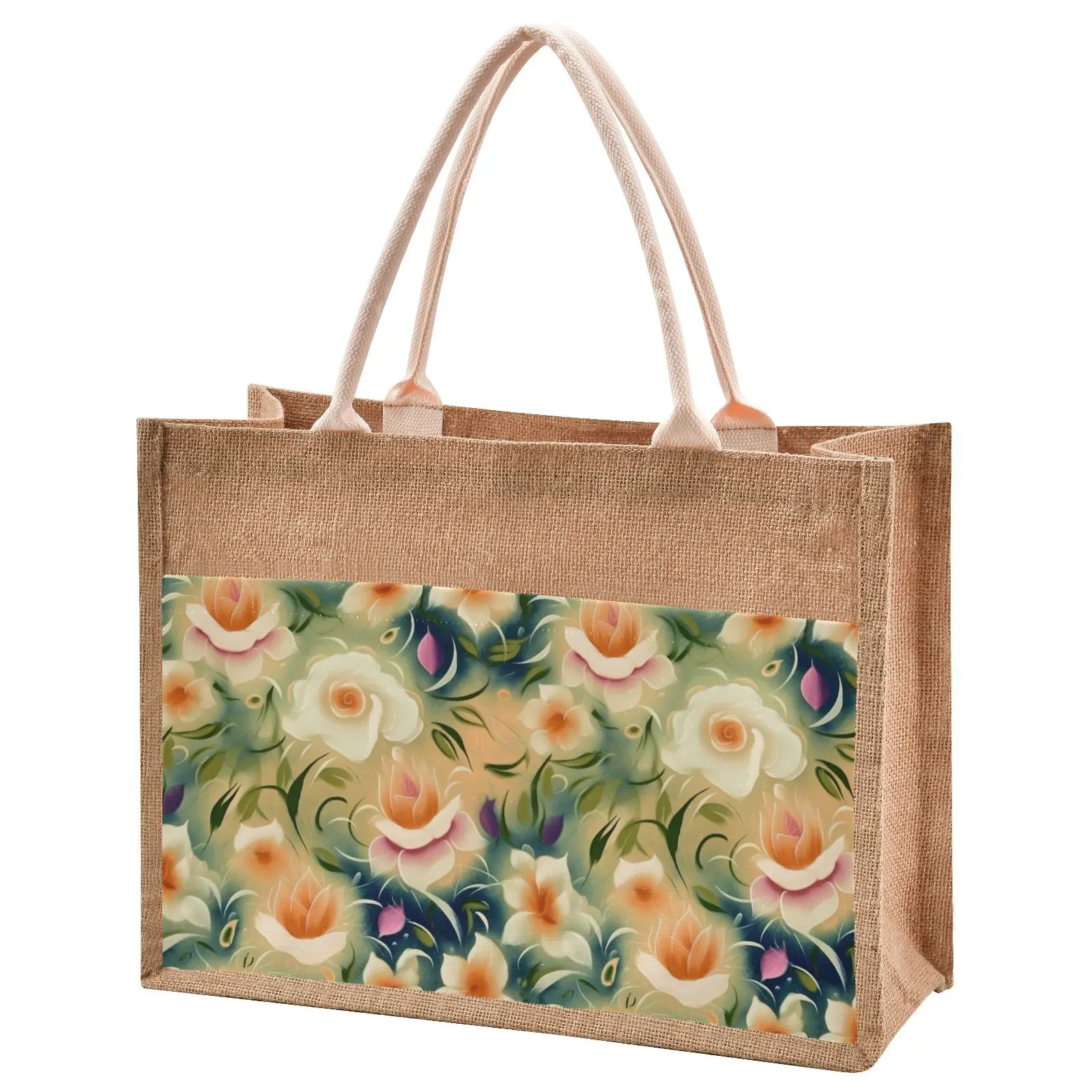 Feifeiyu Factory Customized Flower Wholesale Eco Reusable Carrying Jute  Beach Tote Shopping Bags - Main Image