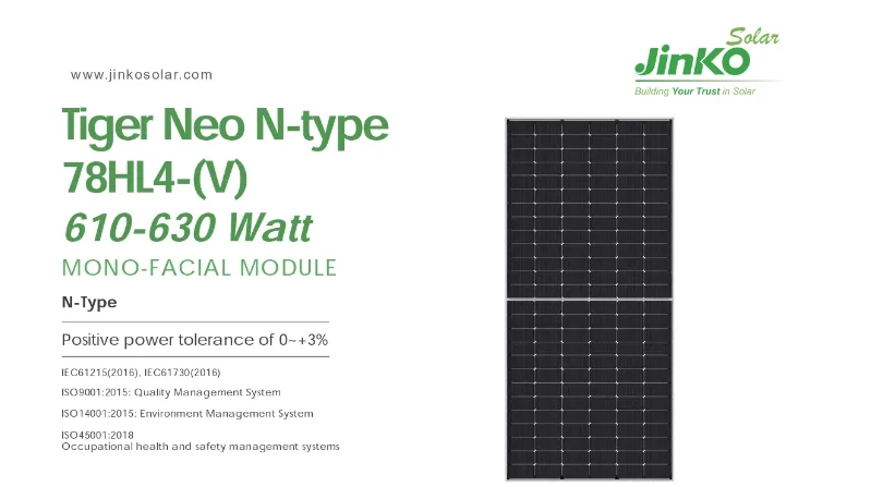 Jinko Tiger Neo N-Type 610-630 Watt Solar Panels - Efficient Power
