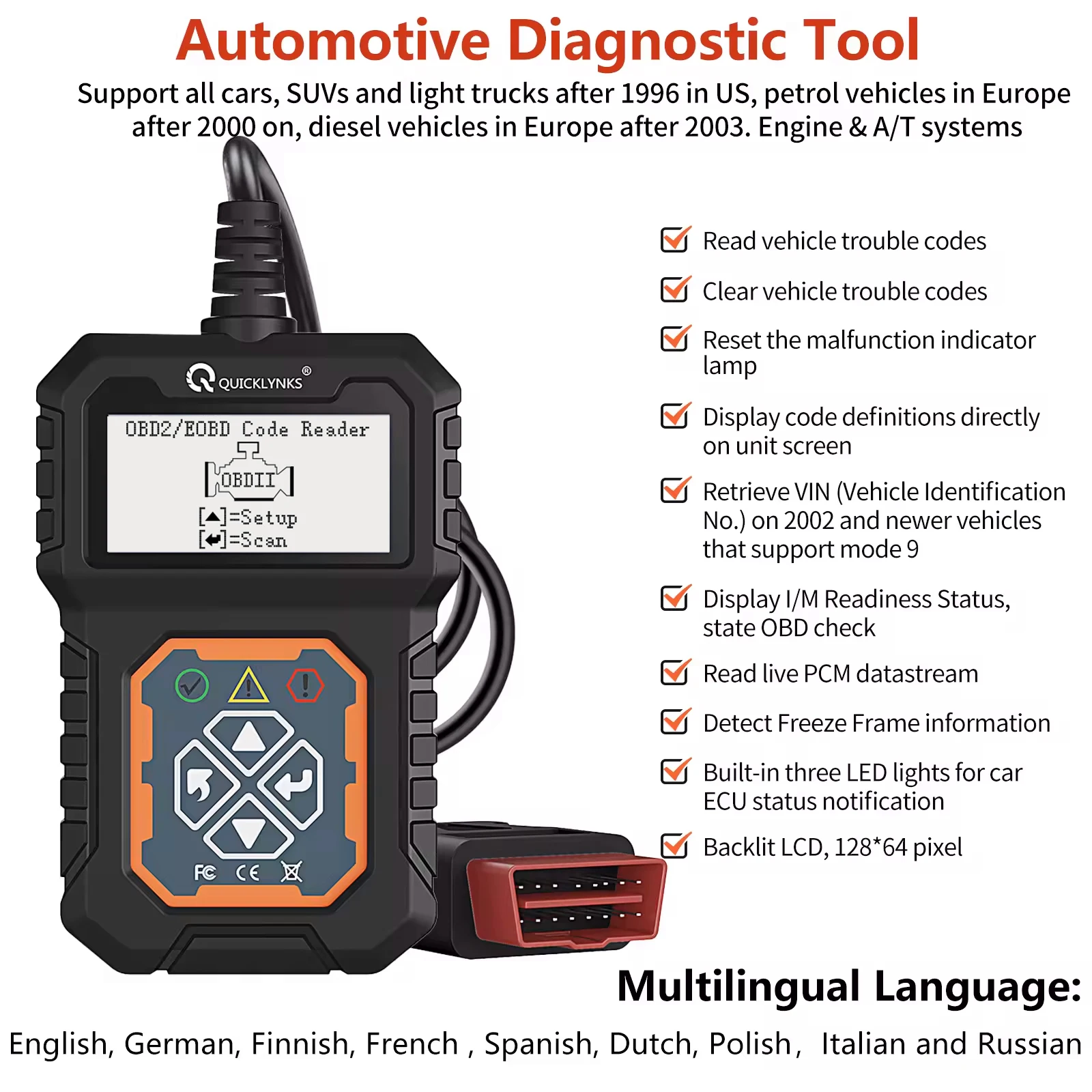 Auto Vehicle Tools Machine Universal Automotive Car OBD OBD2 Scanner Tool Connector Diagnostic Tools for All Cars