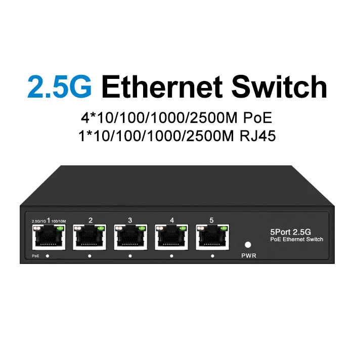 5 Port 2.5G Ethernet Switch 100/1000/2500Mbps Unmanaged Network POE Switch supplier