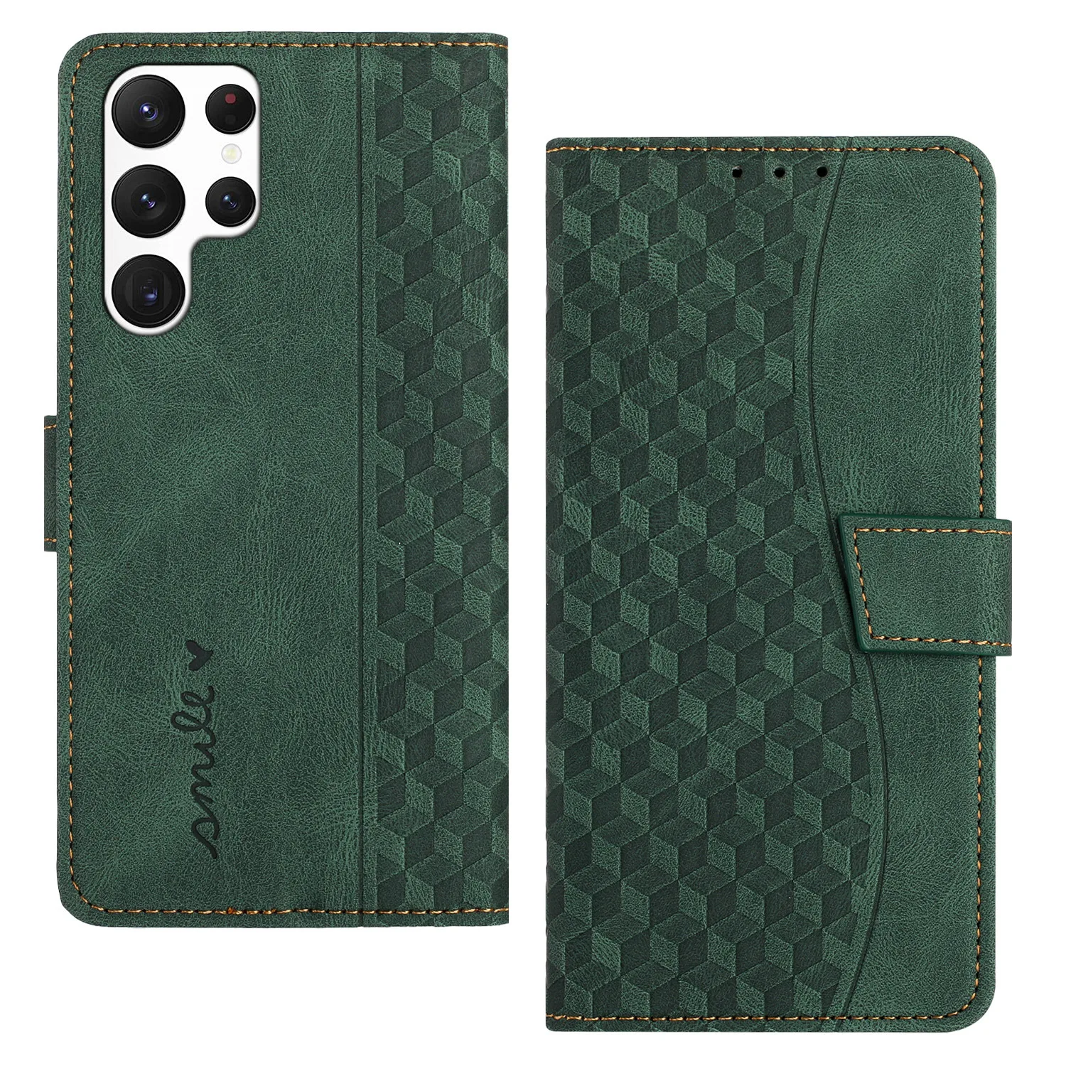 Dual SIM Card Business Minimalist Premium Design Leather Flip Case Diamond Pattern For Samsung Galaxy S24 S21 Plus Ultra details