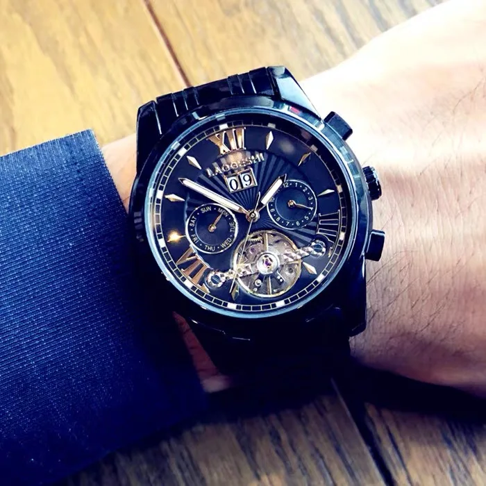 Best Selling Product Black Watch Unique Fashion Men Luxury Supplier Wholesale Factory Automatic Mechanical Watch