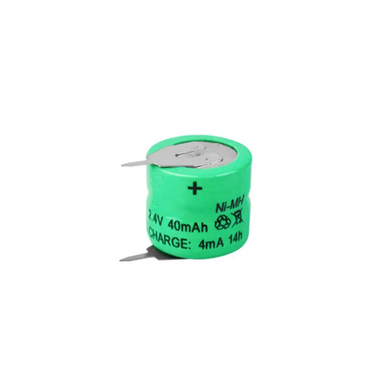 2.4V 40mAh Rechargeable Ni-MH Button Battery NiMH Batterie Akku With ...