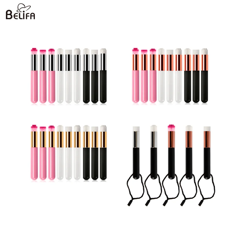 Belifa wholesale private label pink white black handle  rose gold eyelash extensions makeup cleaning