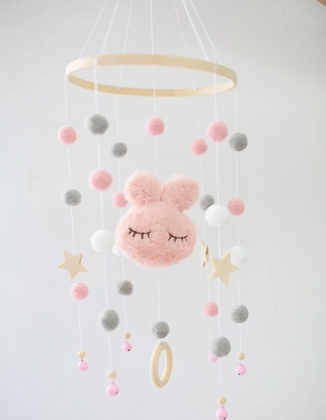 Модный дизайн в скандинавском стиле, украшение для детской комнаты, постельное белье в виде кролика, мобили с подвесками для кроватки