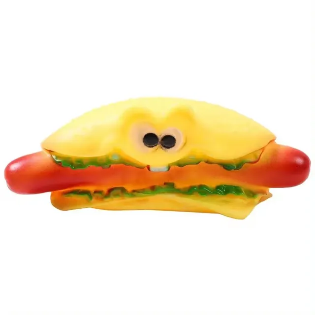 Amaz High Quality Teeth Cleaning Chewing Squeaky Rubber Sausage Burger Pet Dog Toys