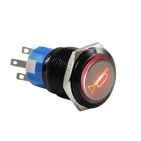 12V 19mm Momentary RED LED Marine Grade Car Horn Push Button Light Switch 