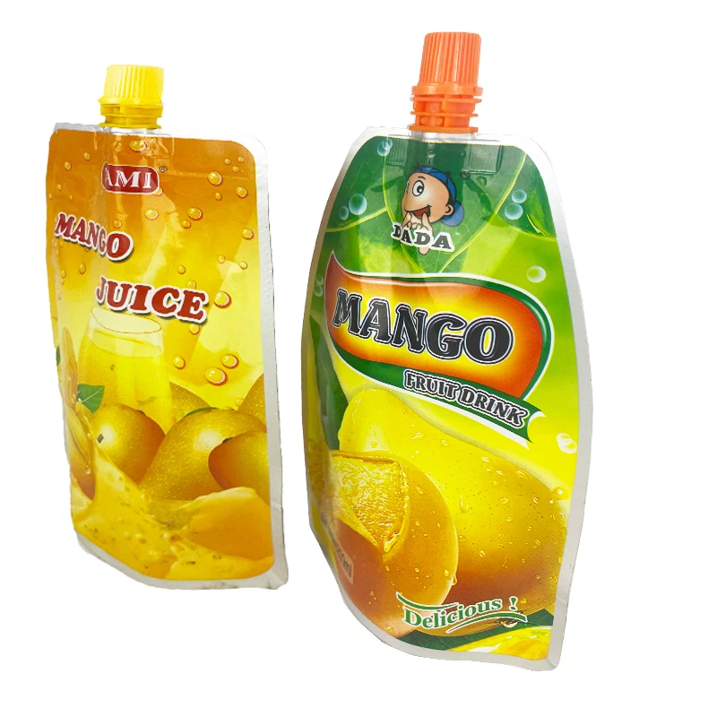 Customized Fruits Mango Juice Stand up Spout Pouch Liquid Plastic Packaging Bag