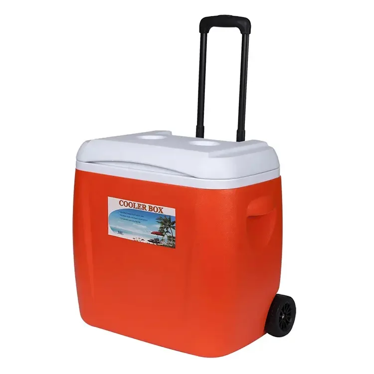 Plastic Beer Food Cooler Box With Trolley To Keep Item Cooling Capacity