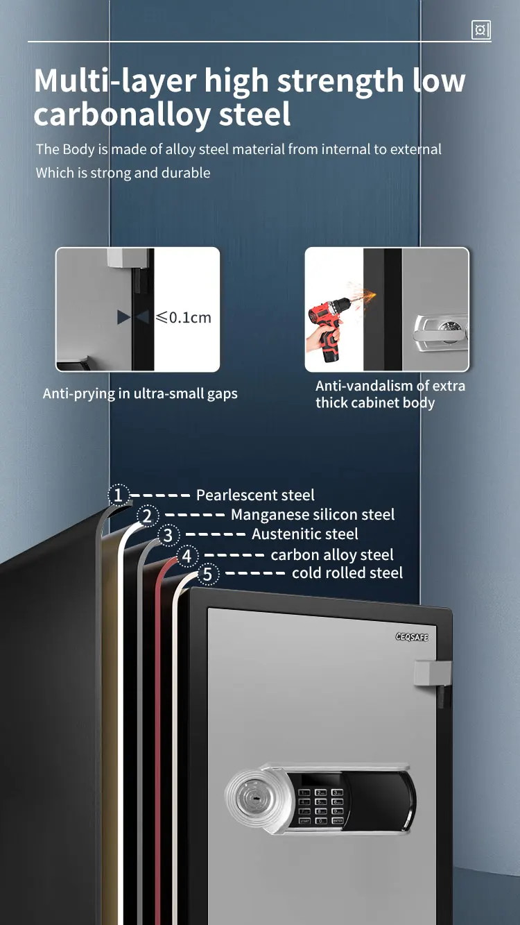 CEQSAFE Wholesale Price Safe Box Fireproof Fingerprint Office Digital Strongbox Security Fireproof Safe Box for Money supplier