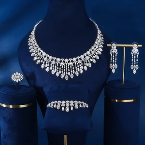 BRIDETALK Women's Necklace Set Newly Designed Pearl Copper Zircon Rhodium Plated Brass for Parties Holidays Weddings Gift