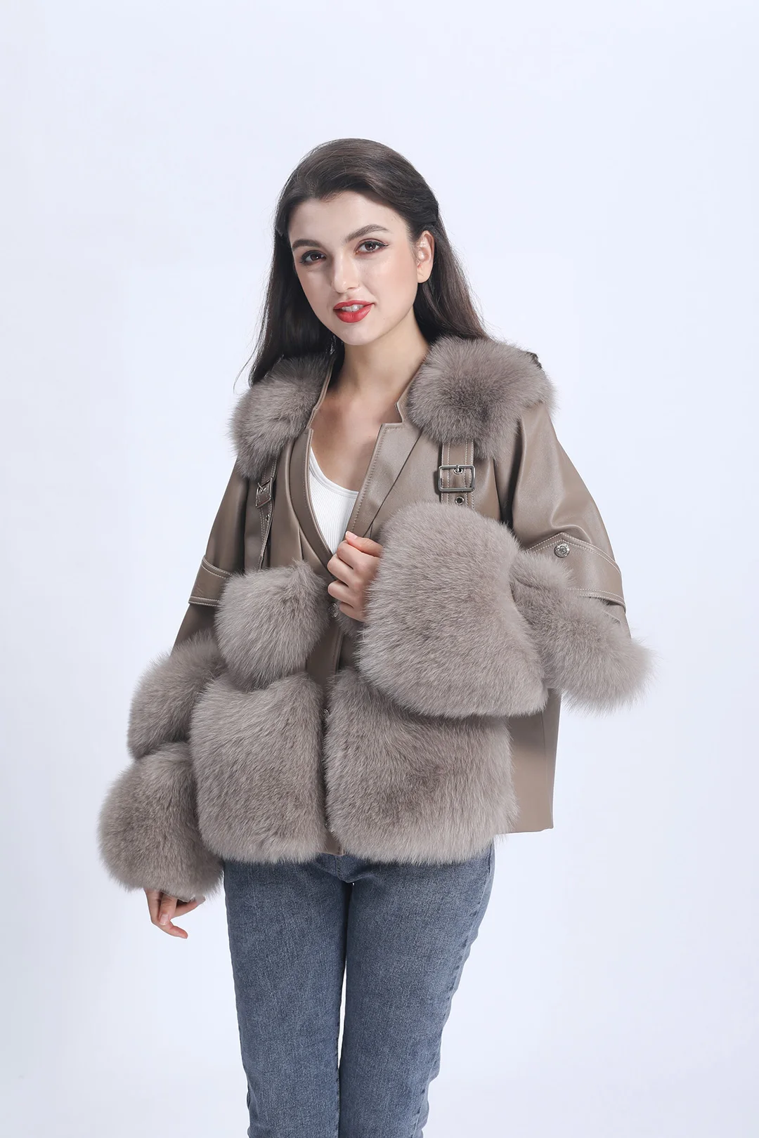 新款时尚奢华冬季保暖真皮狐狸皮草女正品皮草大衣 - buy womens