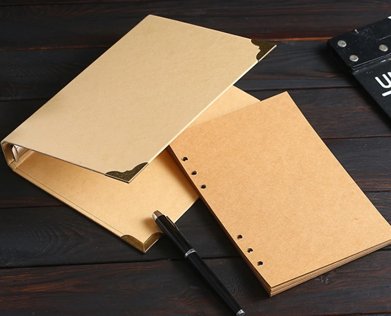 Office Supplies New Nature Brown Kraft Paperboard Custom Paper File Folder Holder Ring Binder File Packaging