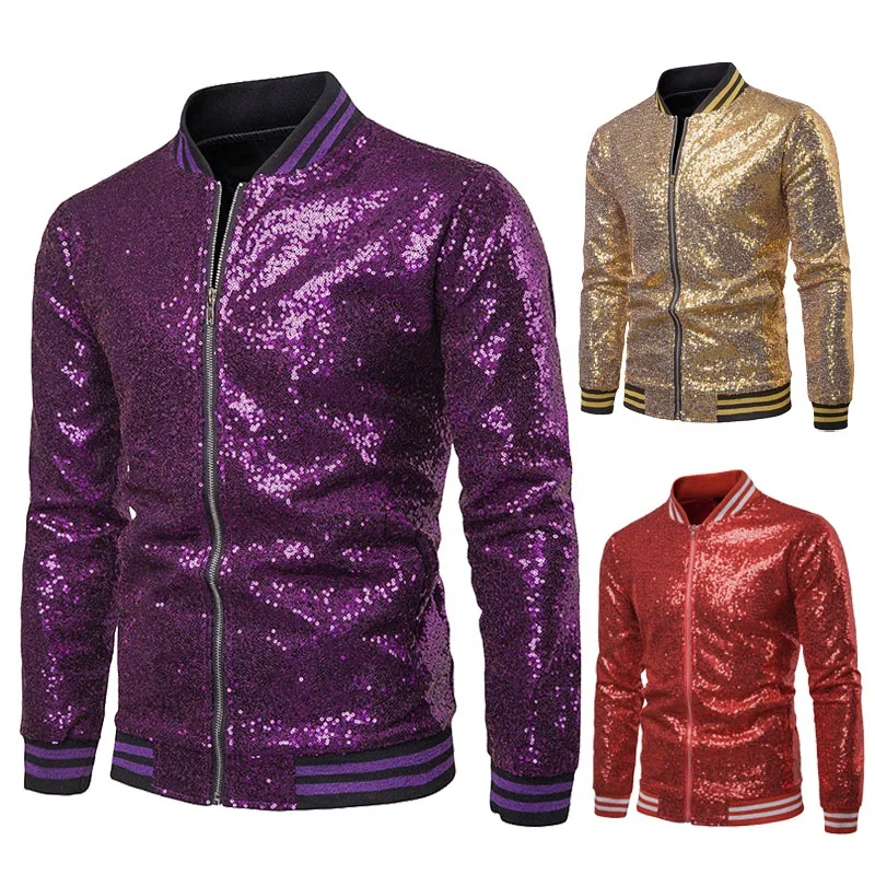 Sequin Bomber Glitter Zip up Jacket 