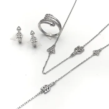 High Quality CZ Necklace Set Jewelry Set Authentic Fashion Bracelet Ring Earring 925 Silver Humbling Fashion for Wedding Party