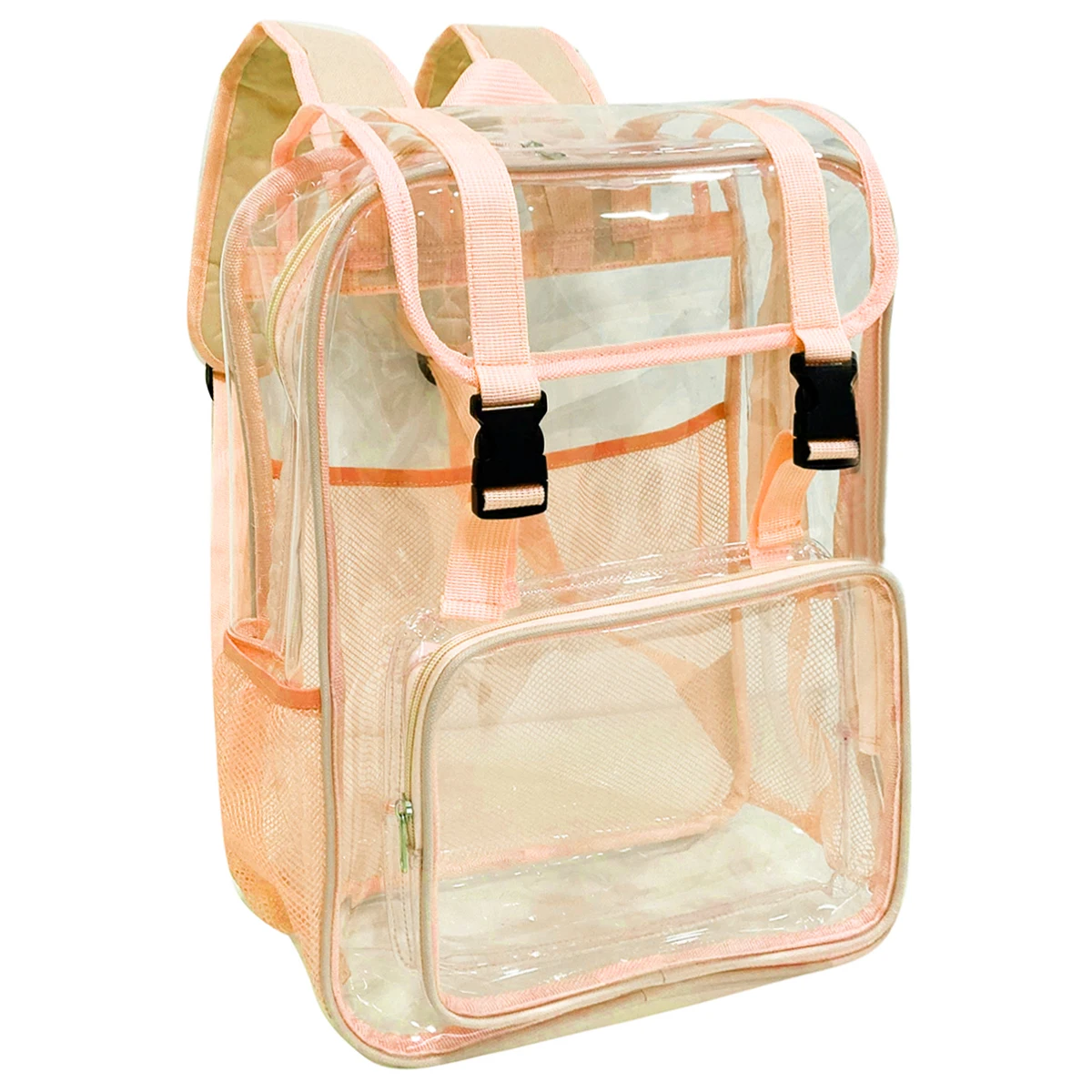 Customized logo pvc material high quality pink colorful school backpack transparent clear pvc backpack for men women kids