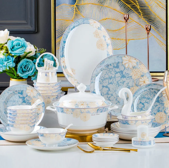 Japanese Bone China Crokery Dinnerware Set Plate Bowl Simple European