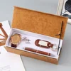 m2885brown-juego de 4 piezas-reloj-llavero-bolígrafo-mancuernillas