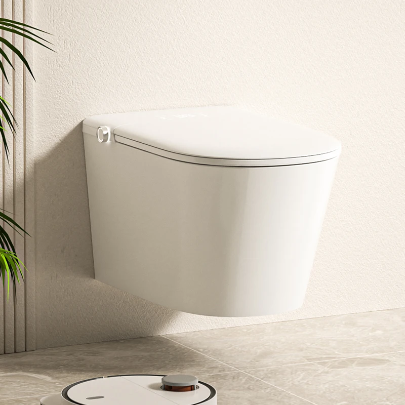 New Design P-Trap Wall Hung Smart Toilet Intelligent Auto Flush Automatic Water Spray Wall Mount Toilet With Tank