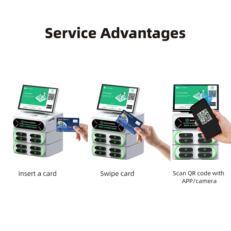 20 Slots Touch-screen Integrated Stackable Share Power Bank Rental Station Cell Phone Charging Station Kiosk Sharing Powerbank