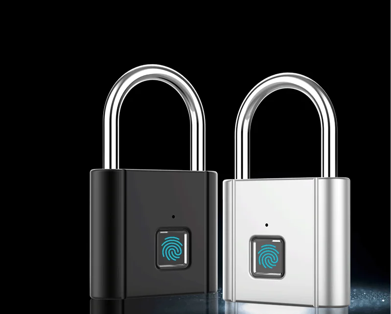 锌合金指纹智能挂锁usb充电柜挂锁