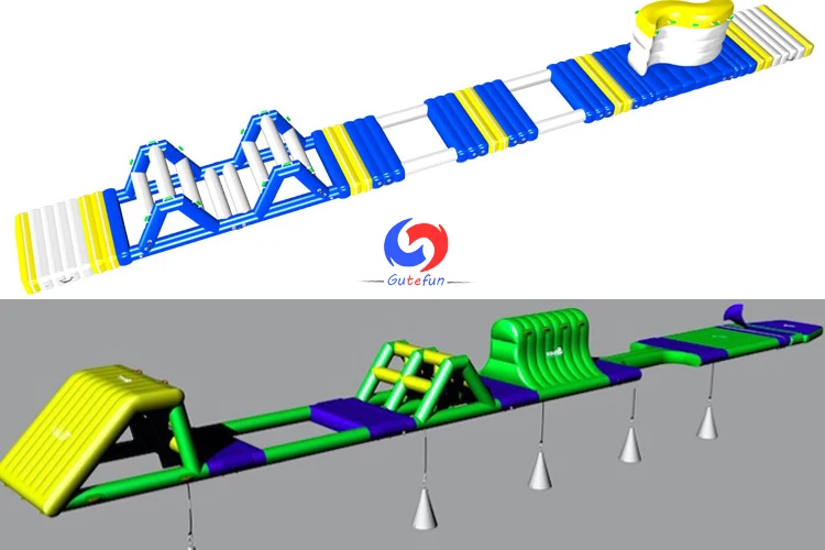 Commercial Above Ground Swimming Pool Floating Water Park Inflatable Race Track Obstacle Course for Sale