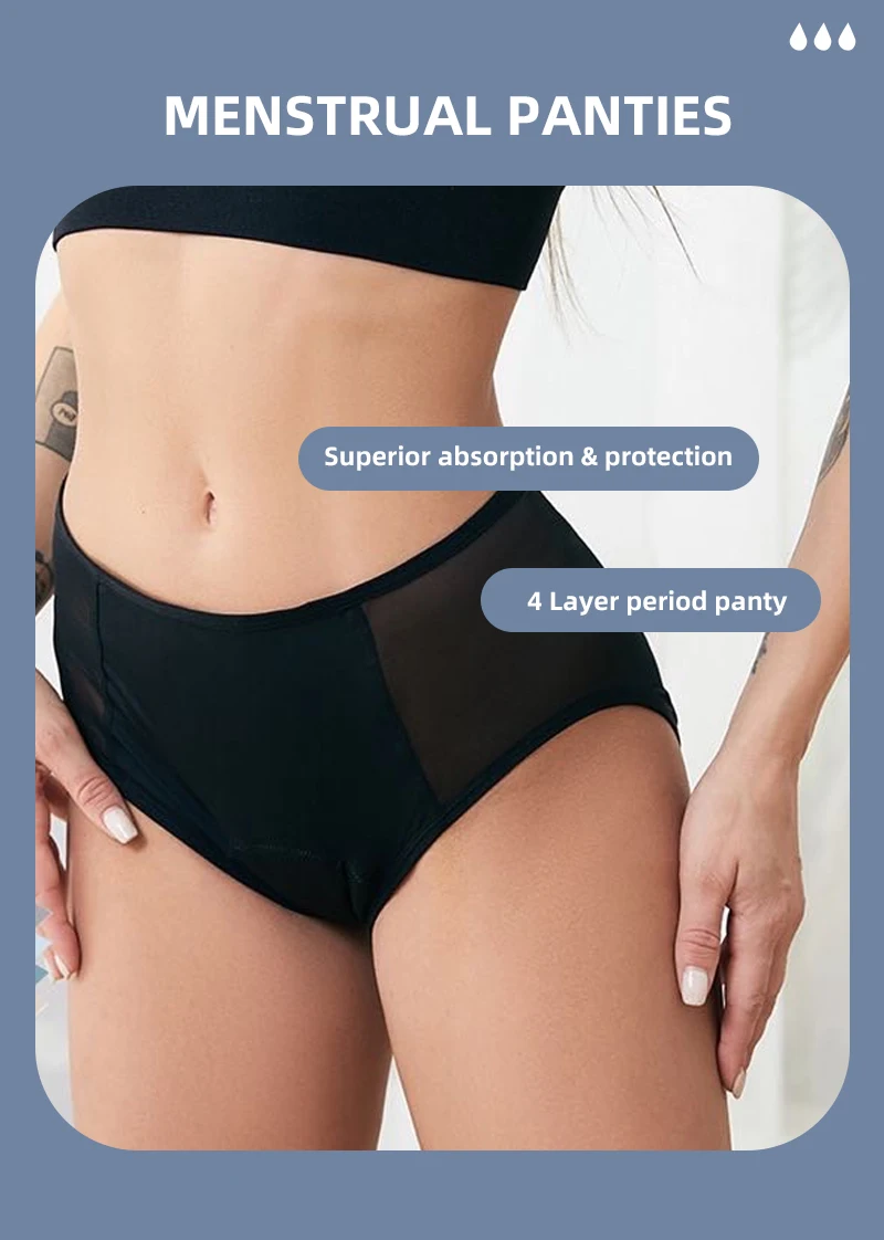 4 Layers Breathable Women Plus Size Period Warm Underwear Incontinence Physiological Panties