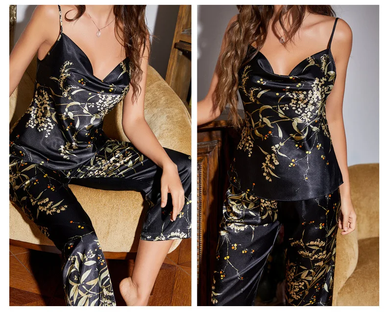 Neuheiten Pyjama Sexys Nachtwäsche Satin Pyjamas Damen Erotische Nachtwäsche Pama Sets Für Frauen Seide Pamas636_voghion.com