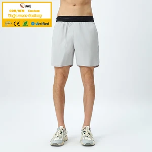 Summer Flat Belt Breathable With Slit Bottom Sports Men's Simple Gym Shorts