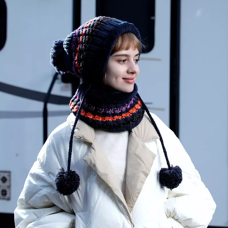 Scarf Women's Fleece Lined Bobble Hat Fashion Women Fleece