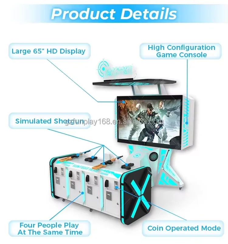 FunPark New Design Metal Arcade Game Machine Gun Combat Shooting Simulator Family Entertainment Center 220V details