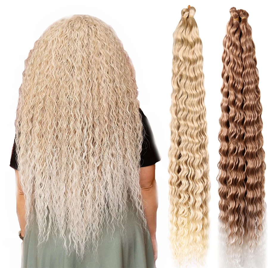 30 Wave Braiding Hair Extensions Deep Wave Twist Crochet Braids Synthetic  Hair