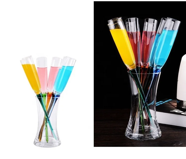 120ml 150ml Floating Beach Wine Glass Beach Sand Glasses Colored Champagne Flute Glass 7pcs Set for Wedding Party