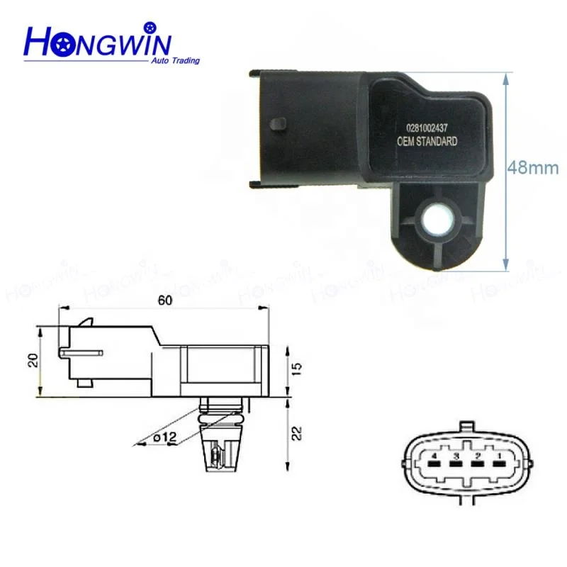 Compatible Alfa Romeo Fiat Dacia Capteur Map, Pour Alfa Romeo 147 156 159 166 Brera GT Giulietta Mito Spider, Pour F=ord Ranger Volvo S60 V70 0281002437 Capteur Pression Admission