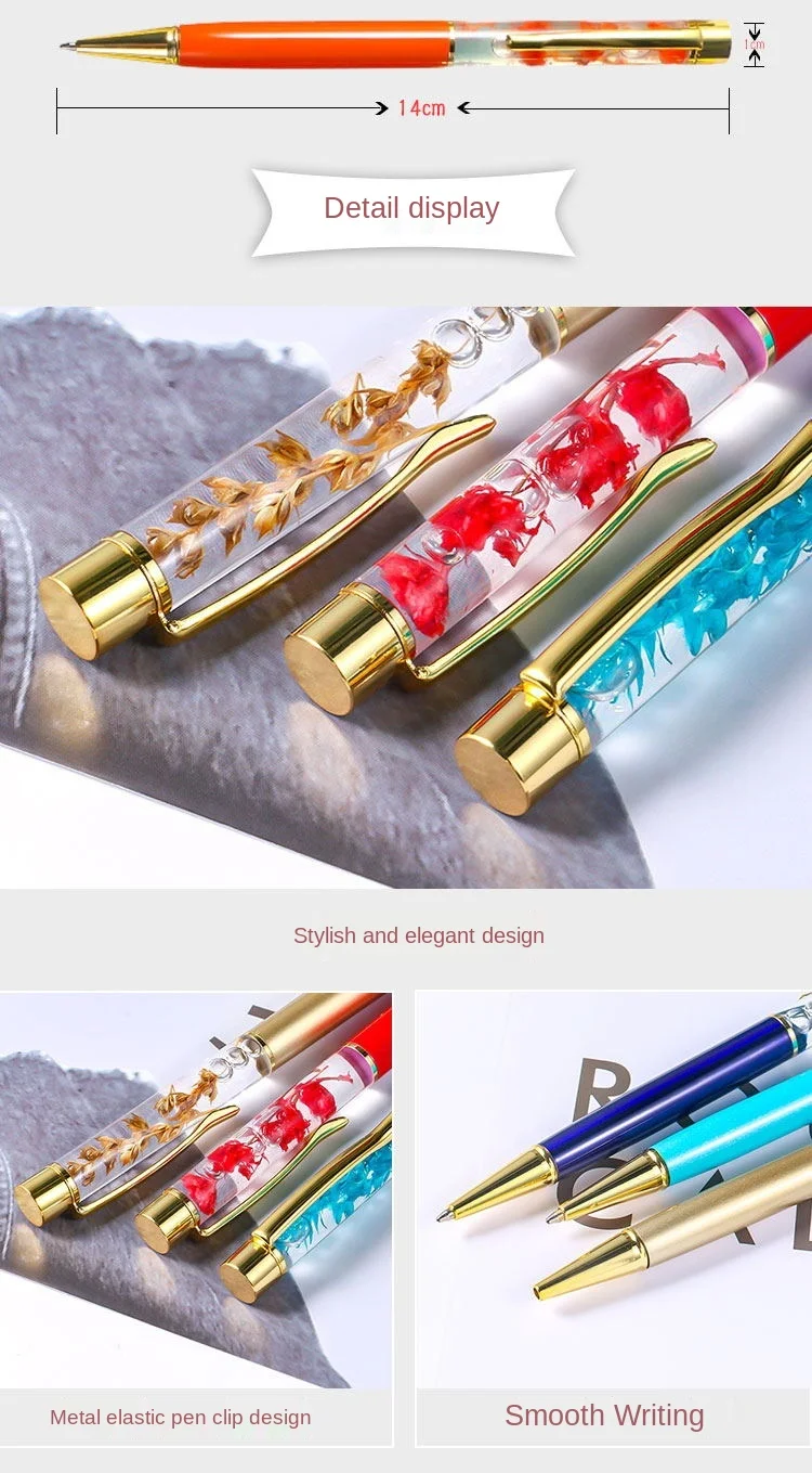 Shuli Diy Dried Flower Floating Pen Bling Pen Rhinestones Crystal Metal